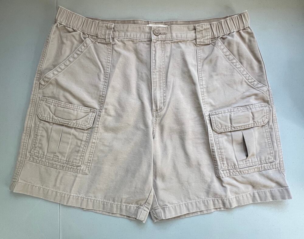 Savane Mens Cargo Shorts 40 Khaki Cotton Outdoor Hiking Elastic Waist Pockets
